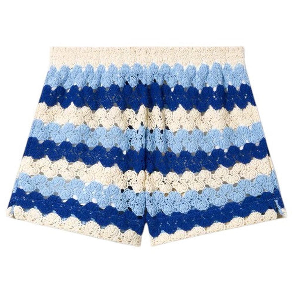 MC2 Saint Barth Meave Crochet shorts with Blue Stripes