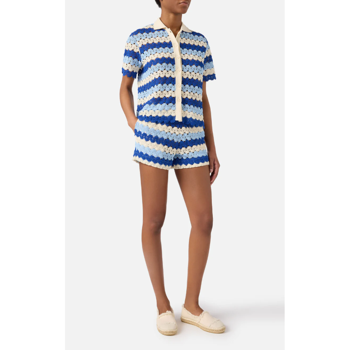 MC2 Saint Barth Meave Crochet shorts with Blue Stripes