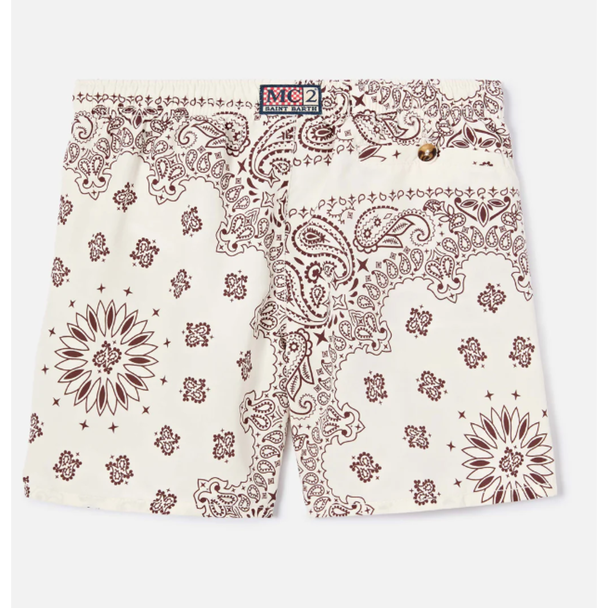 MC2 Saint Barth JR Caprese Swim Shorts in Ivory Bandana Print