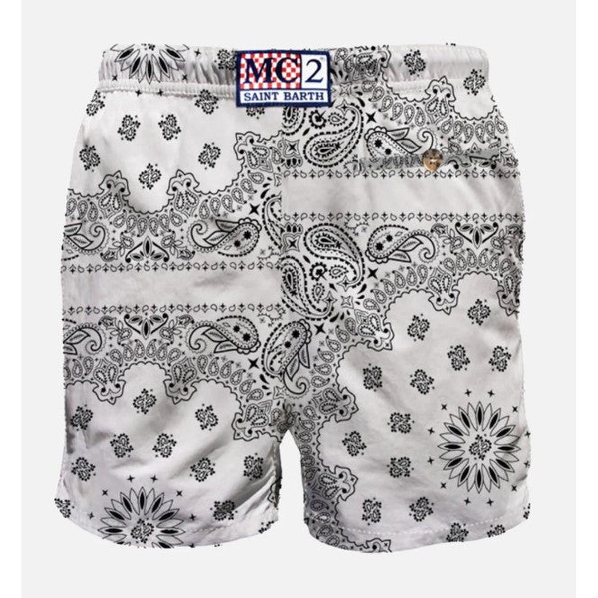 MC2 Saint Barth Caprese Swim Shorts in White Bandana Print