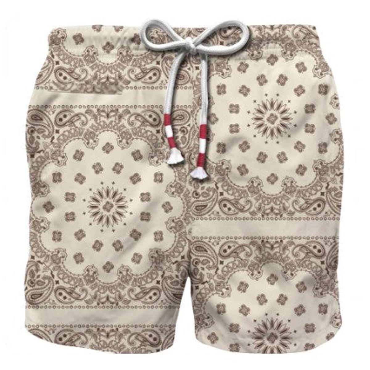MC2 Saint Barth Caprese Swim Shorts in Ivory Bandana Print