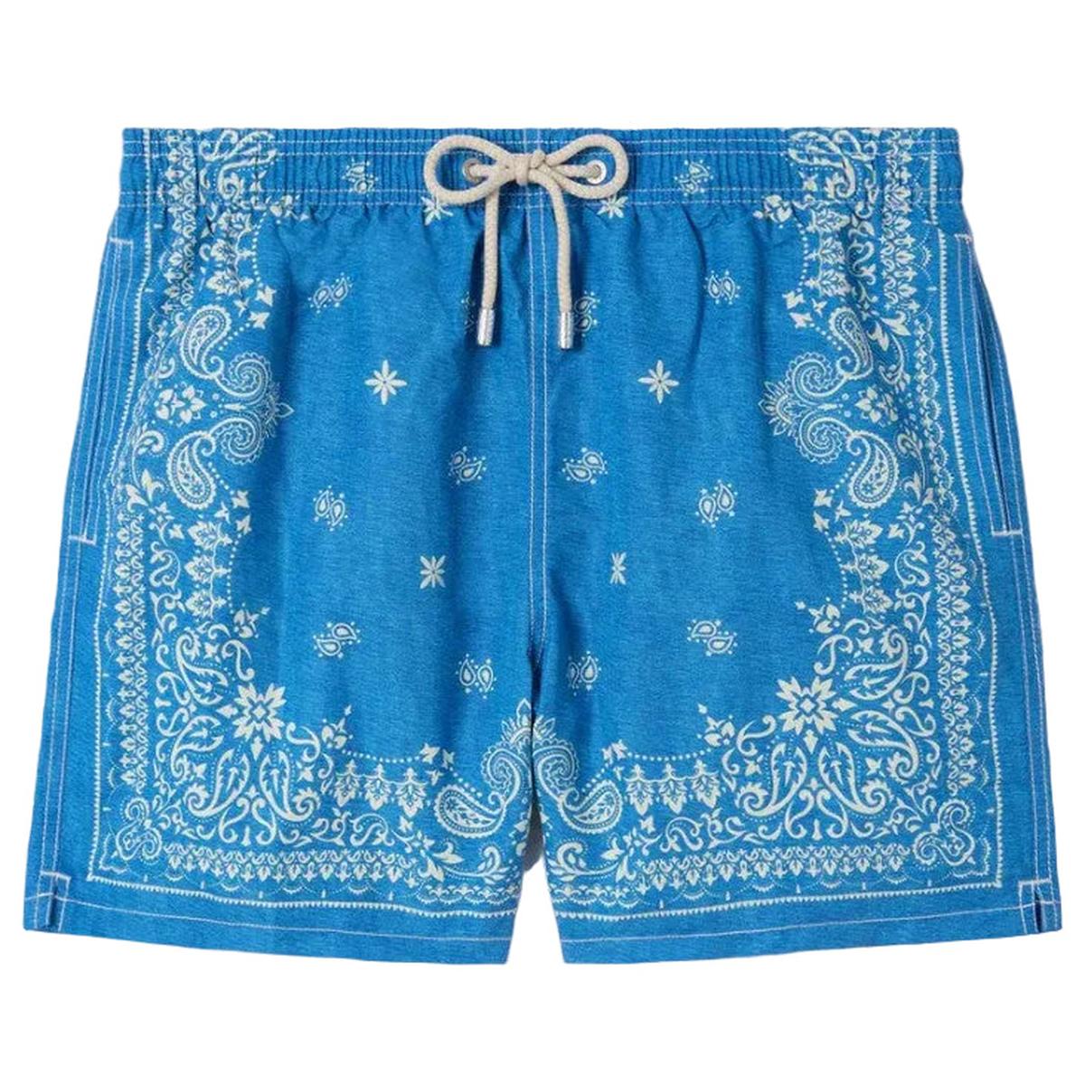 MC2 Saint Barth Gustavia Swim Shorts in Blue Denim Bandana Print