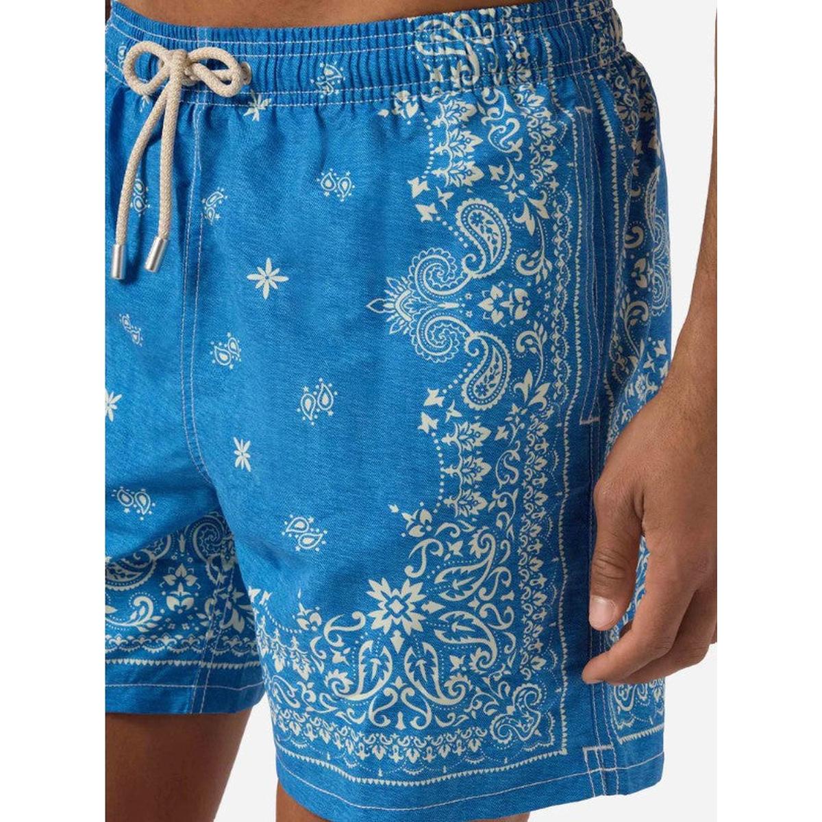 MC2 Saint Barth Gustavia Swim Shorts in Blue Denim Bandana Print