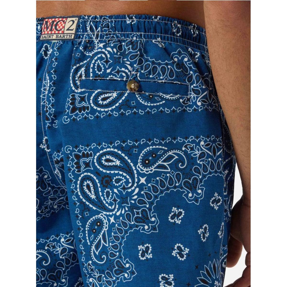 MC2 Saint Barth Caprese Swim Shorts in Navy Blue Bandana Print