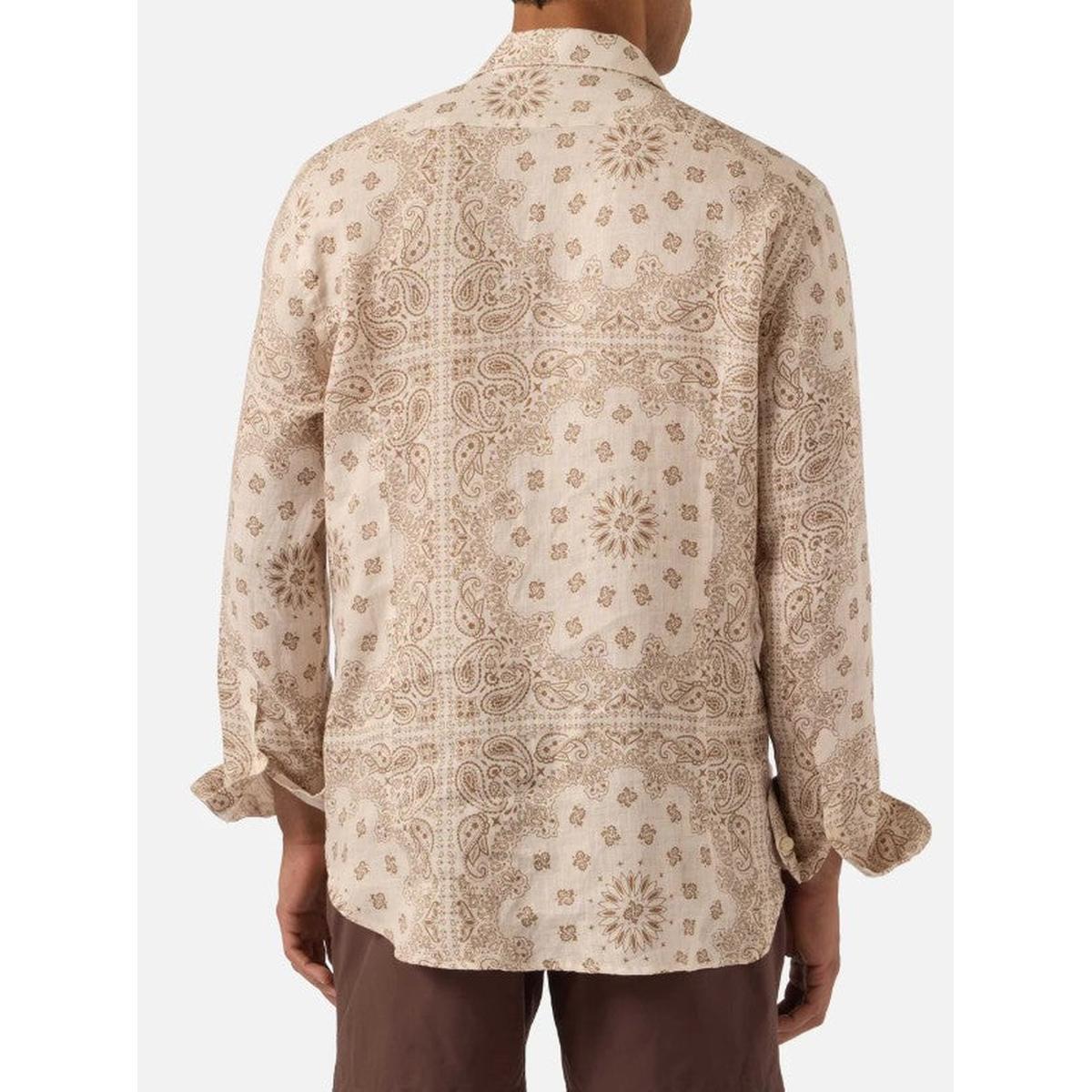 MC2 Saint Barth Pamplona Linen Shirt in Beige Bandana Print