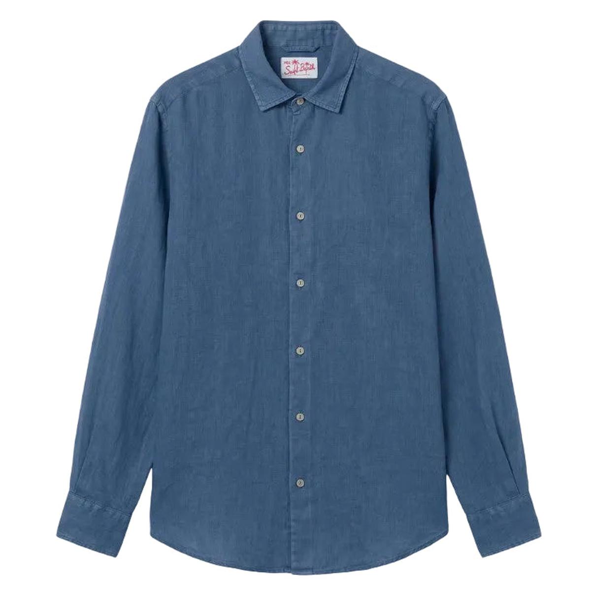 MC2 Saint Barth Pamplona Linen Shirt in Denim Dark