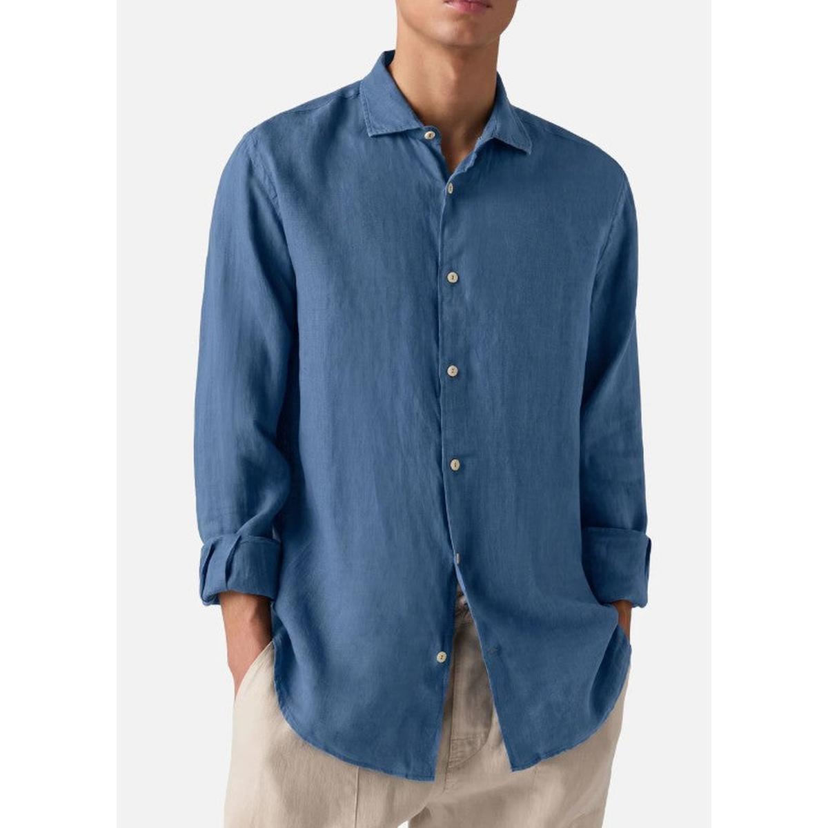 MC2 Saint Barth Pamplona Linen Shirt in Denim Dark