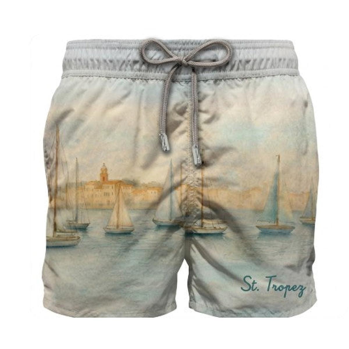 MC2 Saint Barth Gustavia Swim Shorts in ST Tropez Horizon Placed Print