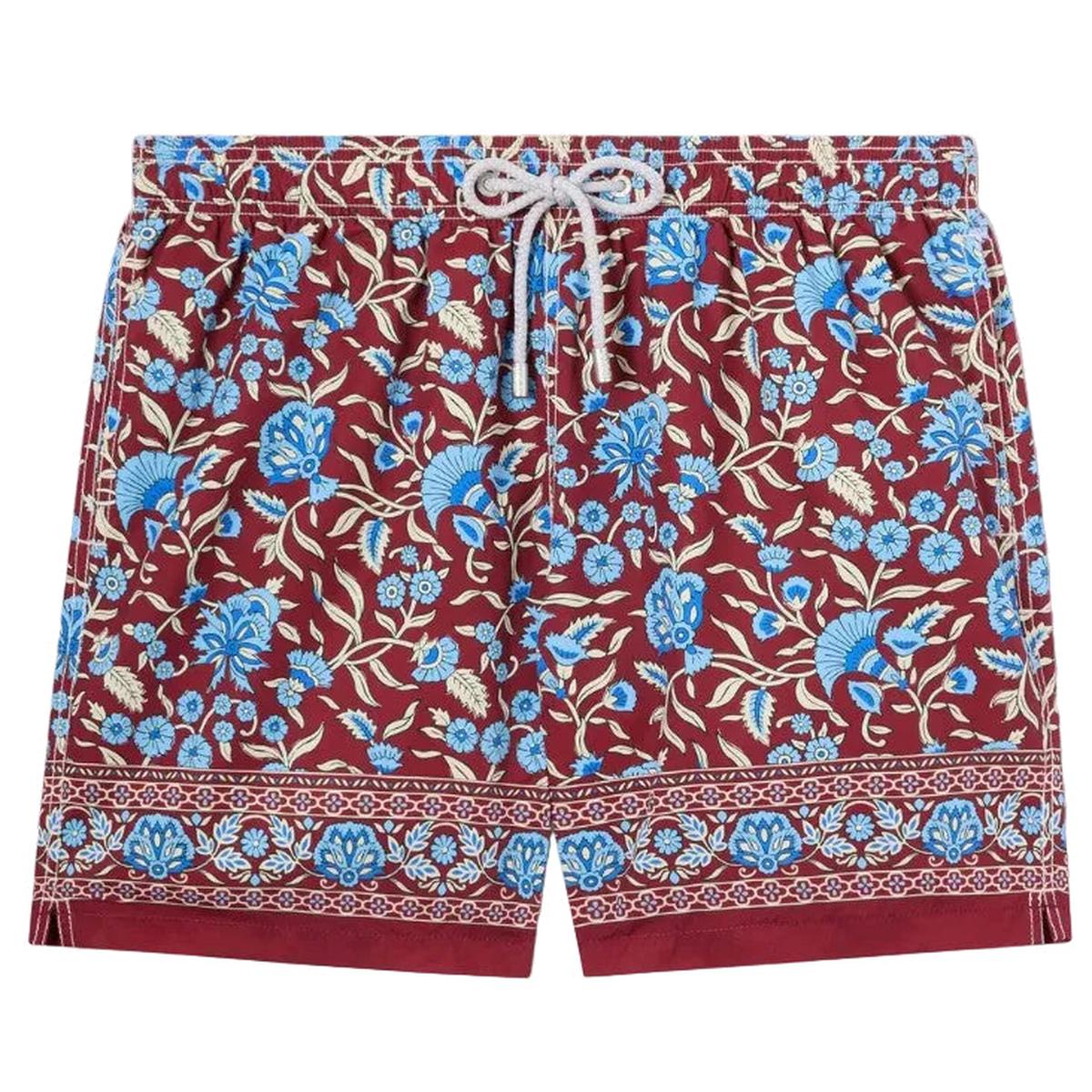 MC2 Saint Barth Gustavia Burgundy Swim Shorts with Floral Print