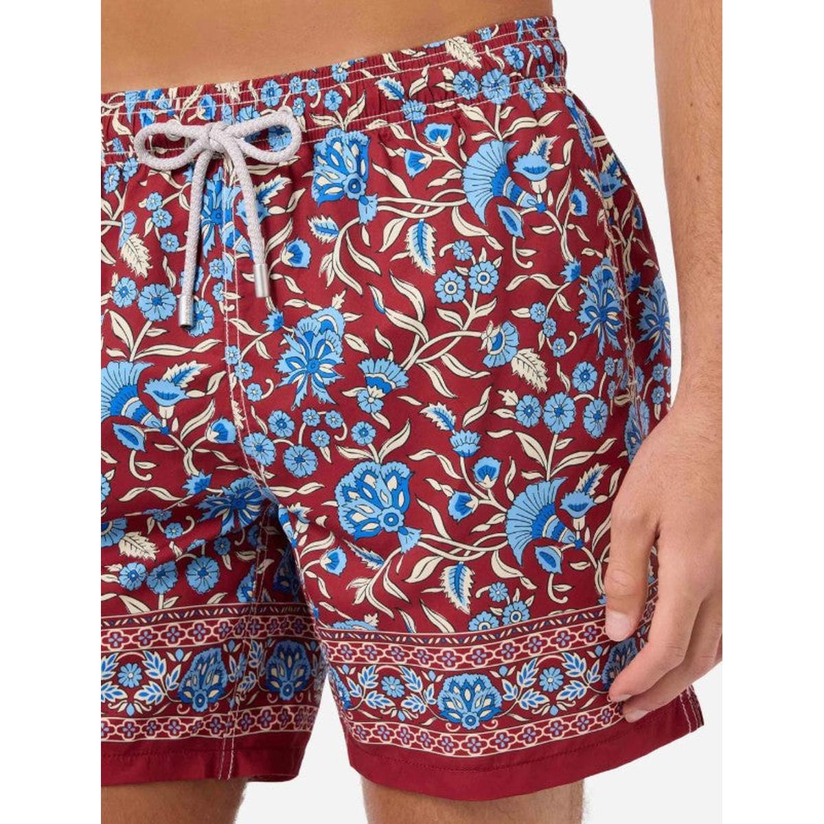 MC2 Saint Barth Gustavia Burgundy Swim Shorts with Floral Print