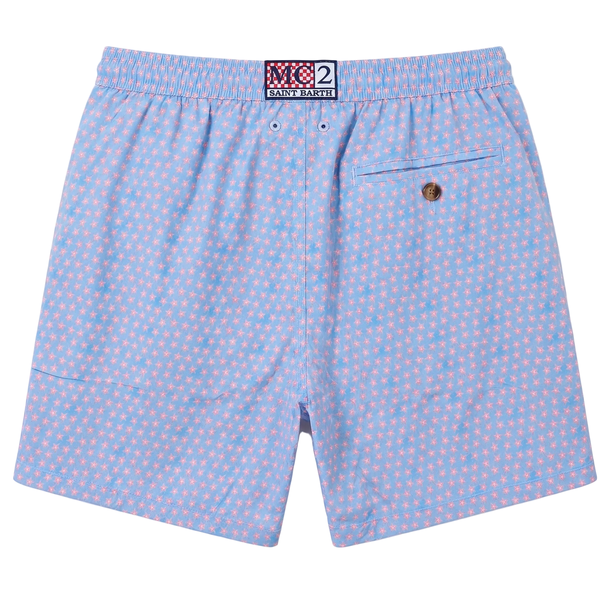 MC2 Saint Barth Lighting Micro Stretch Swim Shorts in Soft Blue with Starfish Print