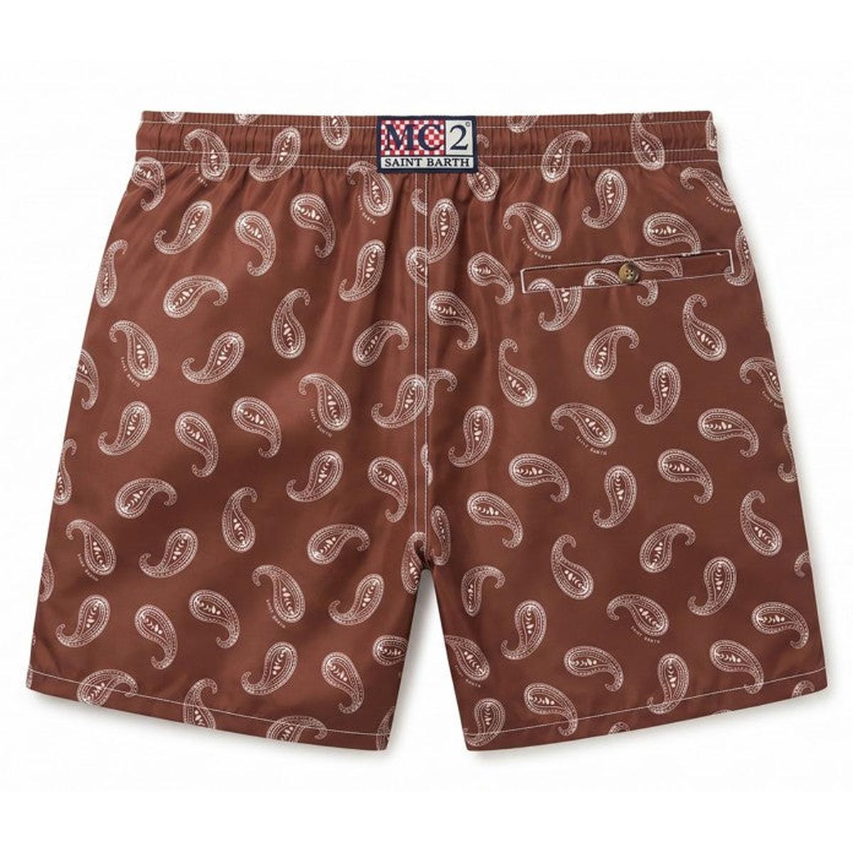 MC2 Saint Barth Caprese Swim Shorts In Brown with Love Paisely Print