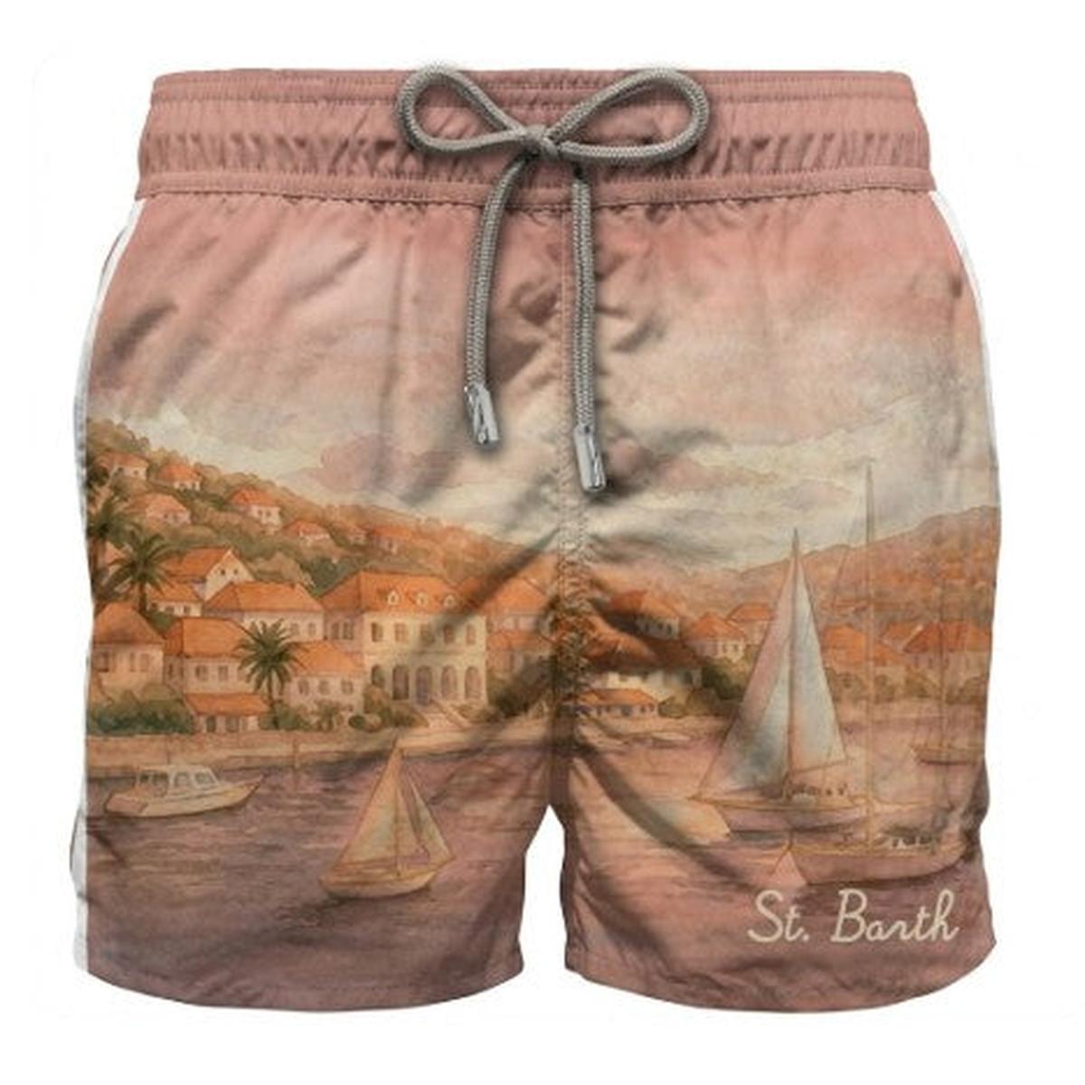 MC2 Saint Barth Gustavia Swim Shorts in ST Barth Sunset Placed Print