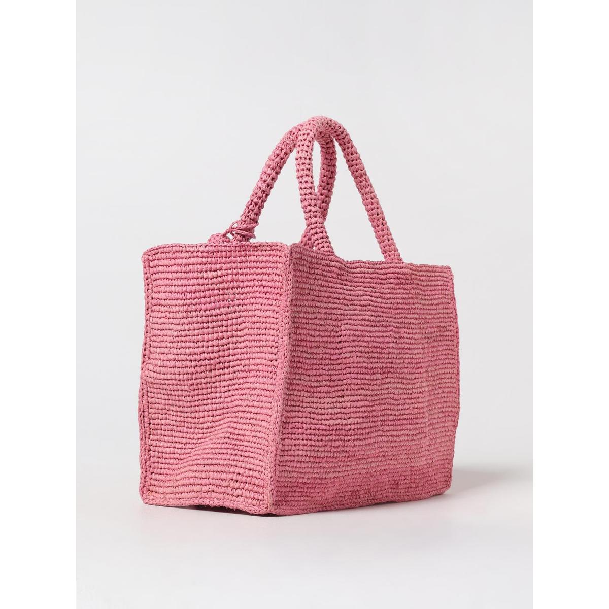 MC2 Saint Barth Colette Raffia Handbag in Pink with Embroidered Logo