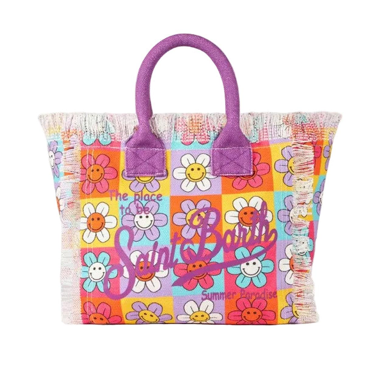 MC2 Saint Barth Colette Canvas Handbag In Multicolor Smiley Daisy Print