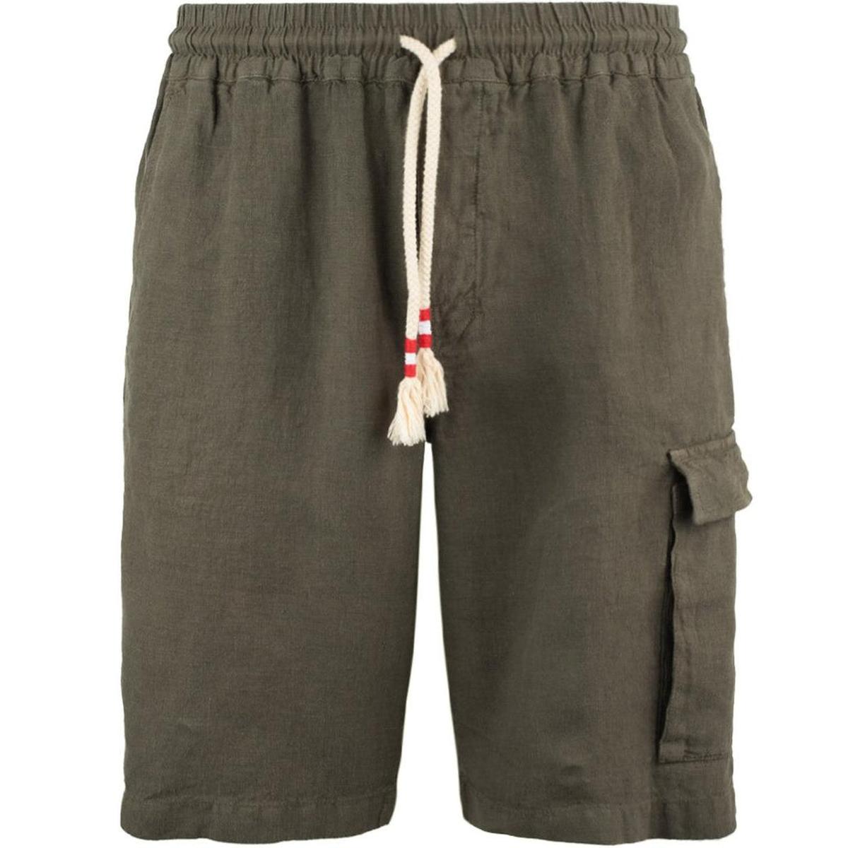 MC2 Saint Barth Marselille Linen Bermuda Shorts In Komue Green
