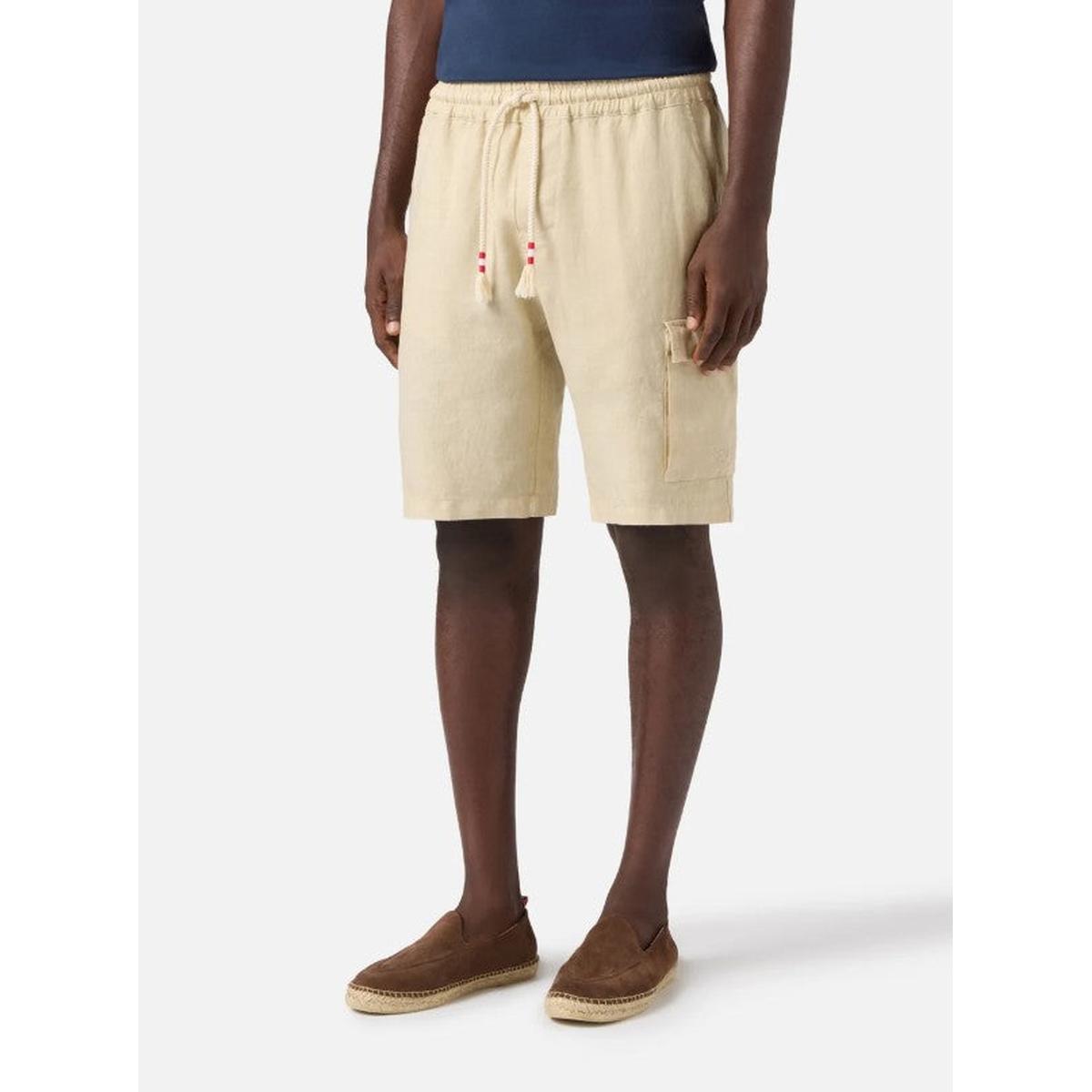 MC2 Saint Barth Marselille Linen Bermuda Shorts In Beige