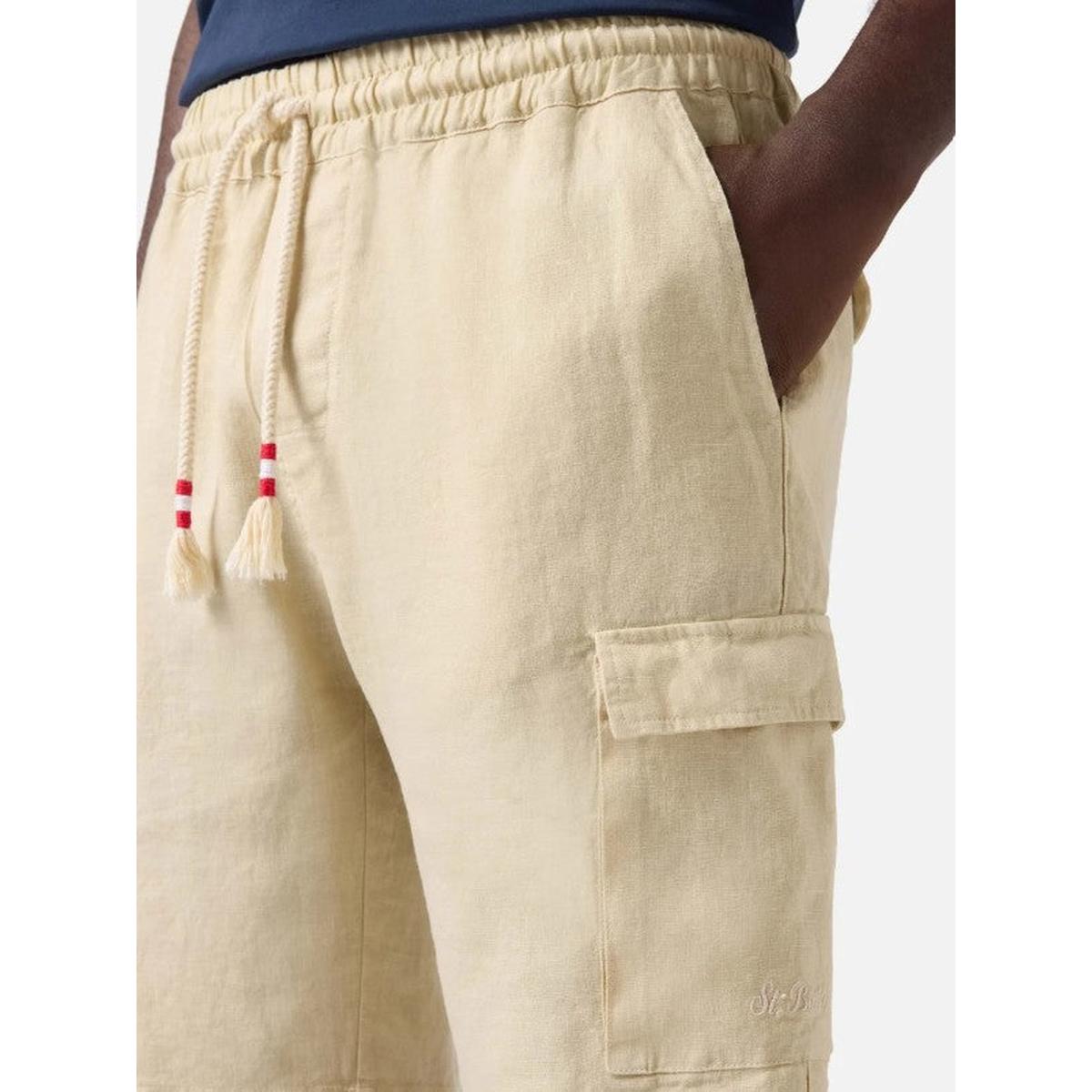 MC2 Saint Barth Marselille Linen Bermuda Shorts In Beige