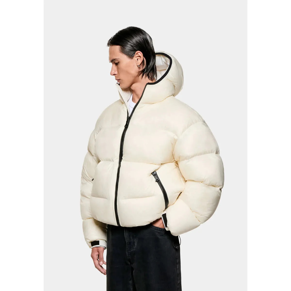 MKI TRANSLUCENT HOODED BUBBLE OFF WHITE JACKET
