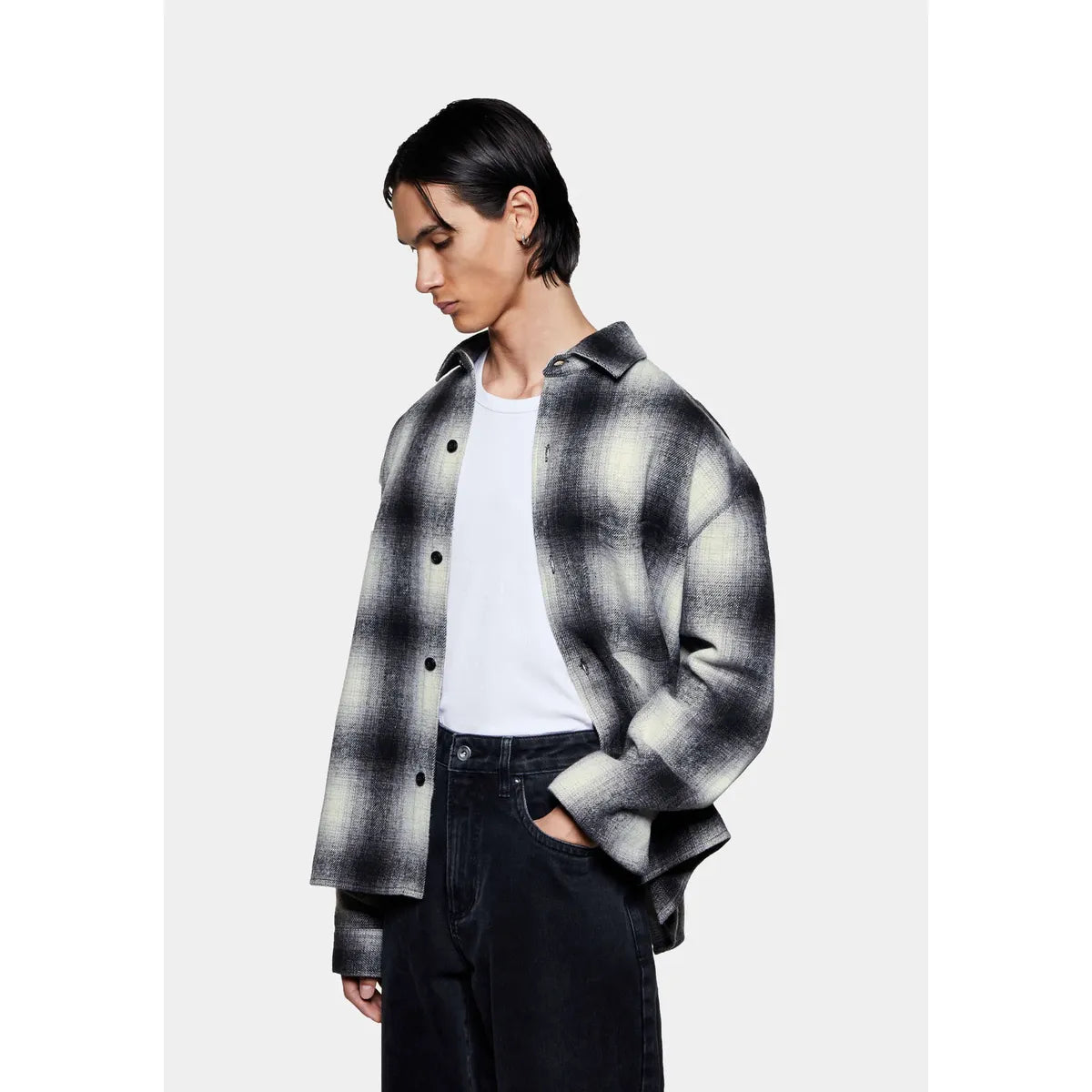 MKI WOOL CHECK BOX WHITE / BLACK SHIRT