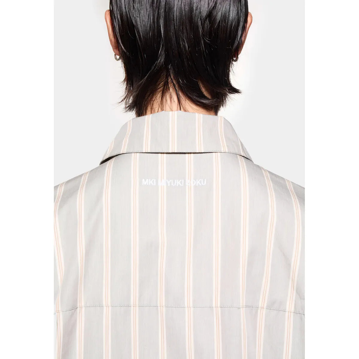 MKI Poplin Stripe Box Dress Shirt in Light Grey