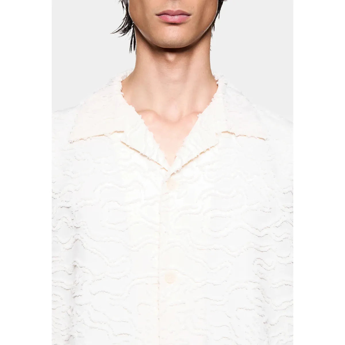 MKI Jacquard Fringe Vacation Shirt in Bone