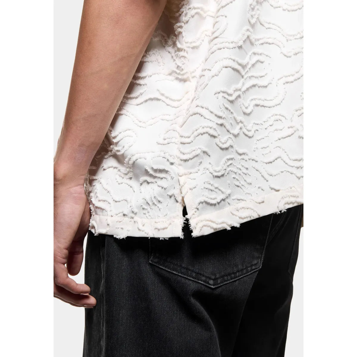 MKI Jacquard Fringe Vacation Shirt in Bone