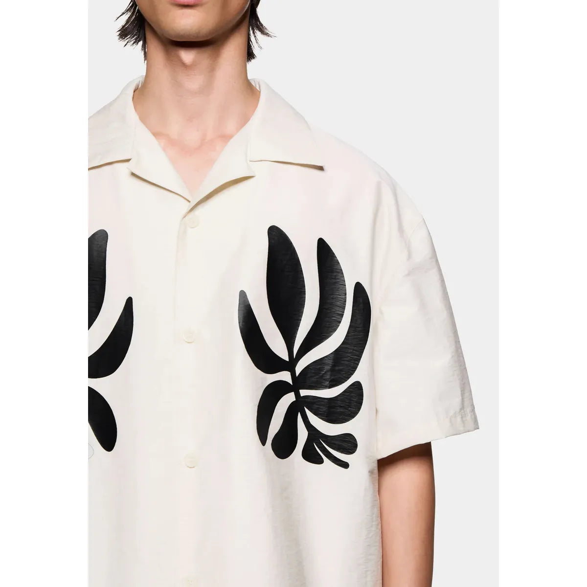 MKI Botanical Print Vacation Shirt in Bone