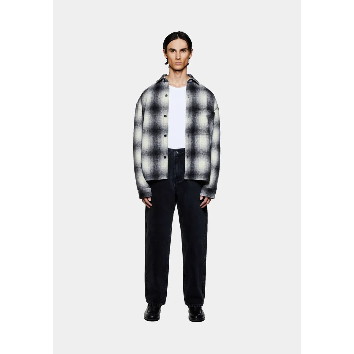 MKI WOOL CHECK BOX WHITE / BLACK SHIRT