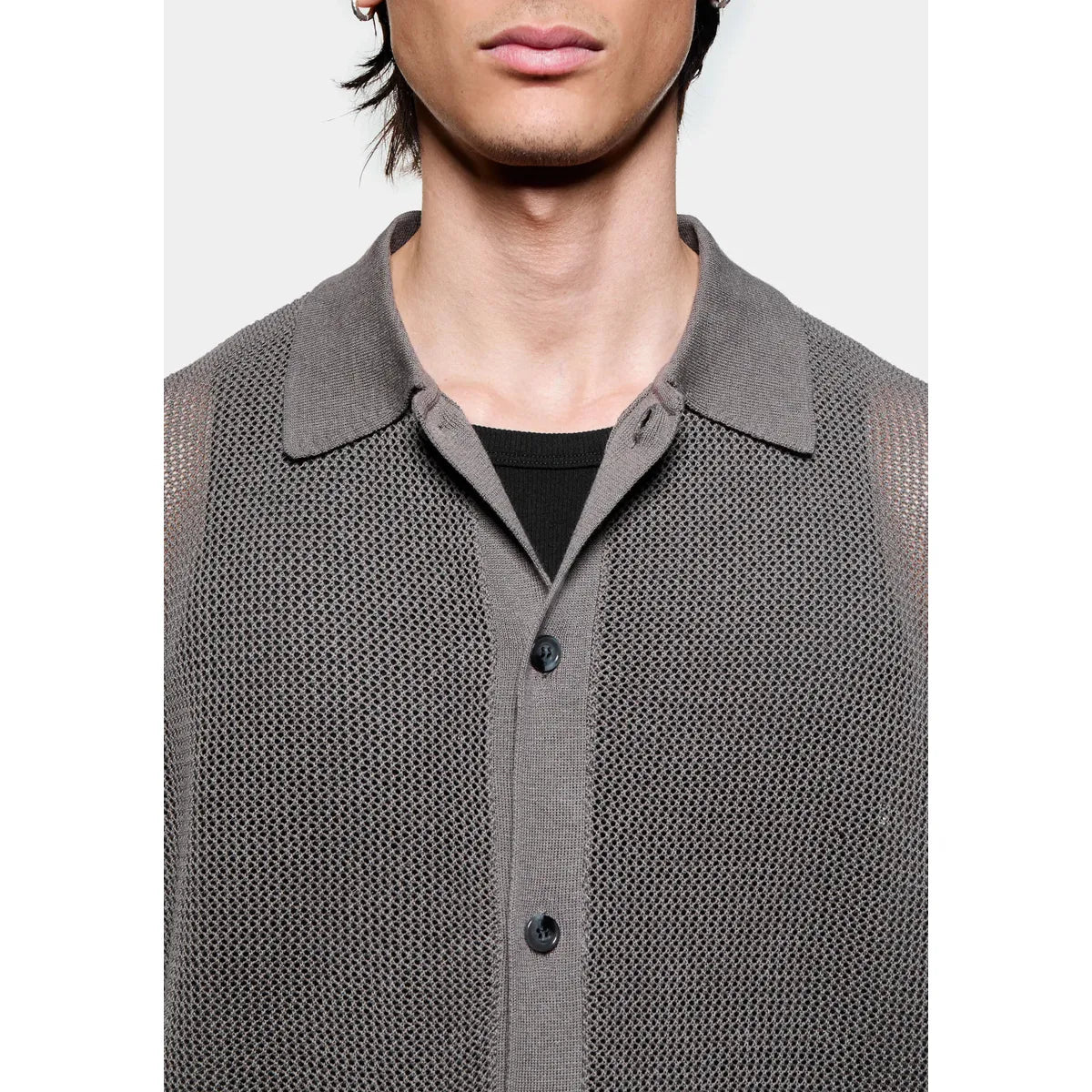 MKI Linen Loose Knit Cardigan in Espresso