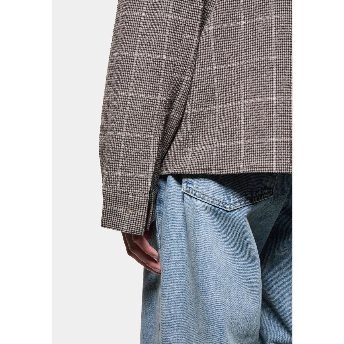 MKI Seersucker Check Box Dress Shirt in Brown