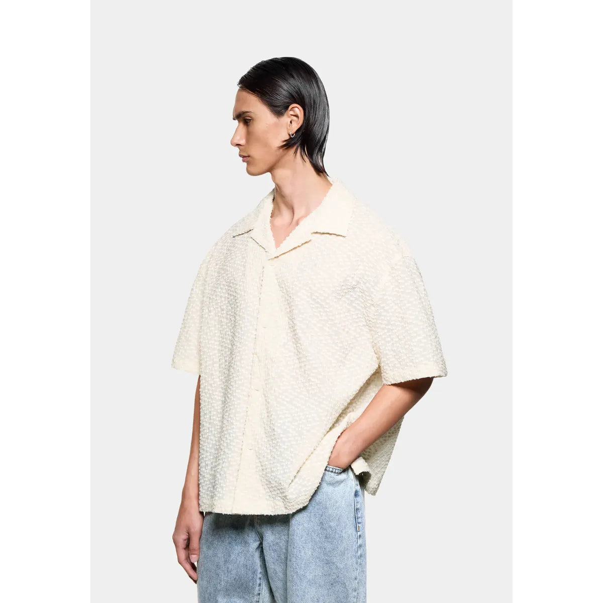 MKI Ribbon Jacquard Vacation Shirt in Ecru