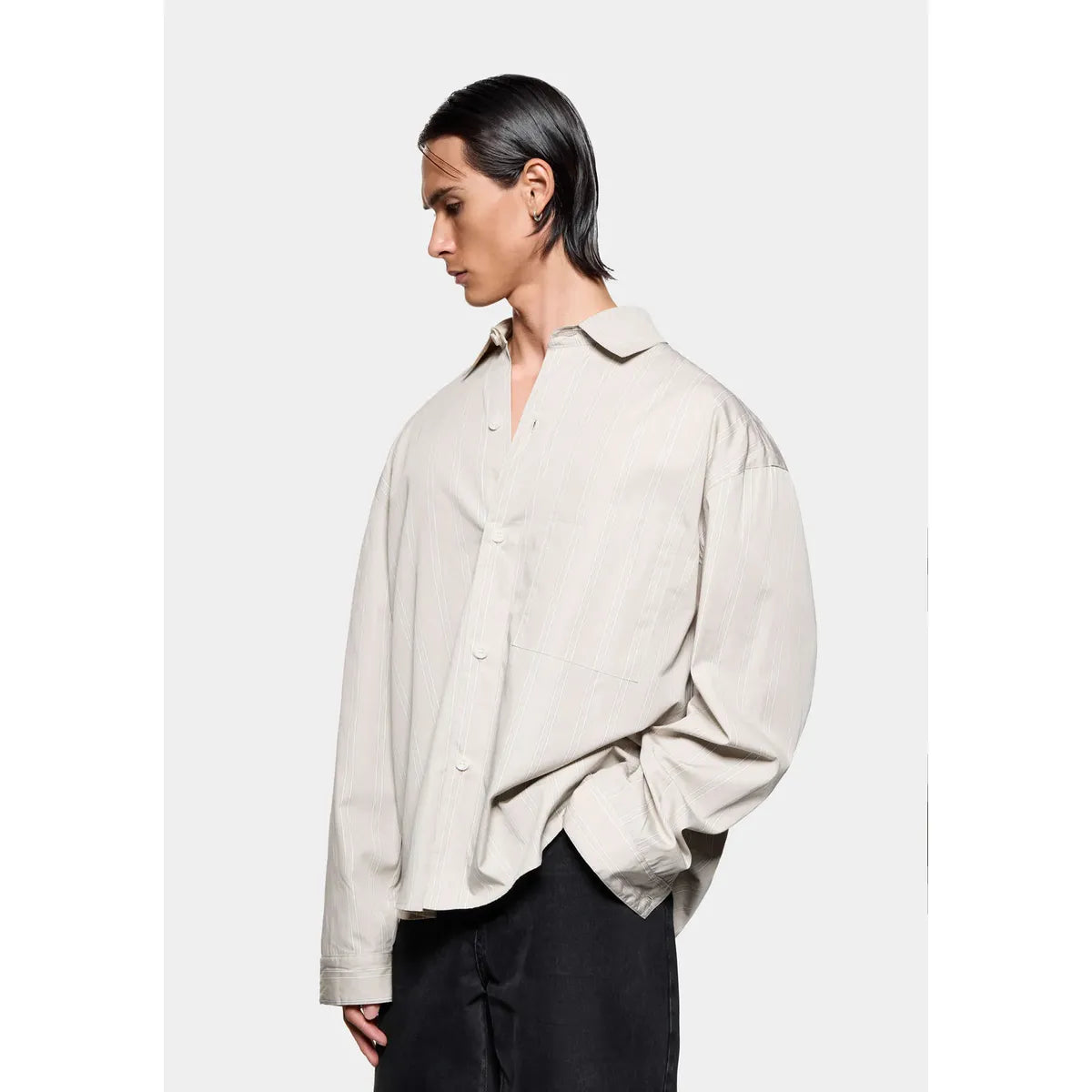 MKI Poplin Stripe Box Dress Shirt in Light Sage