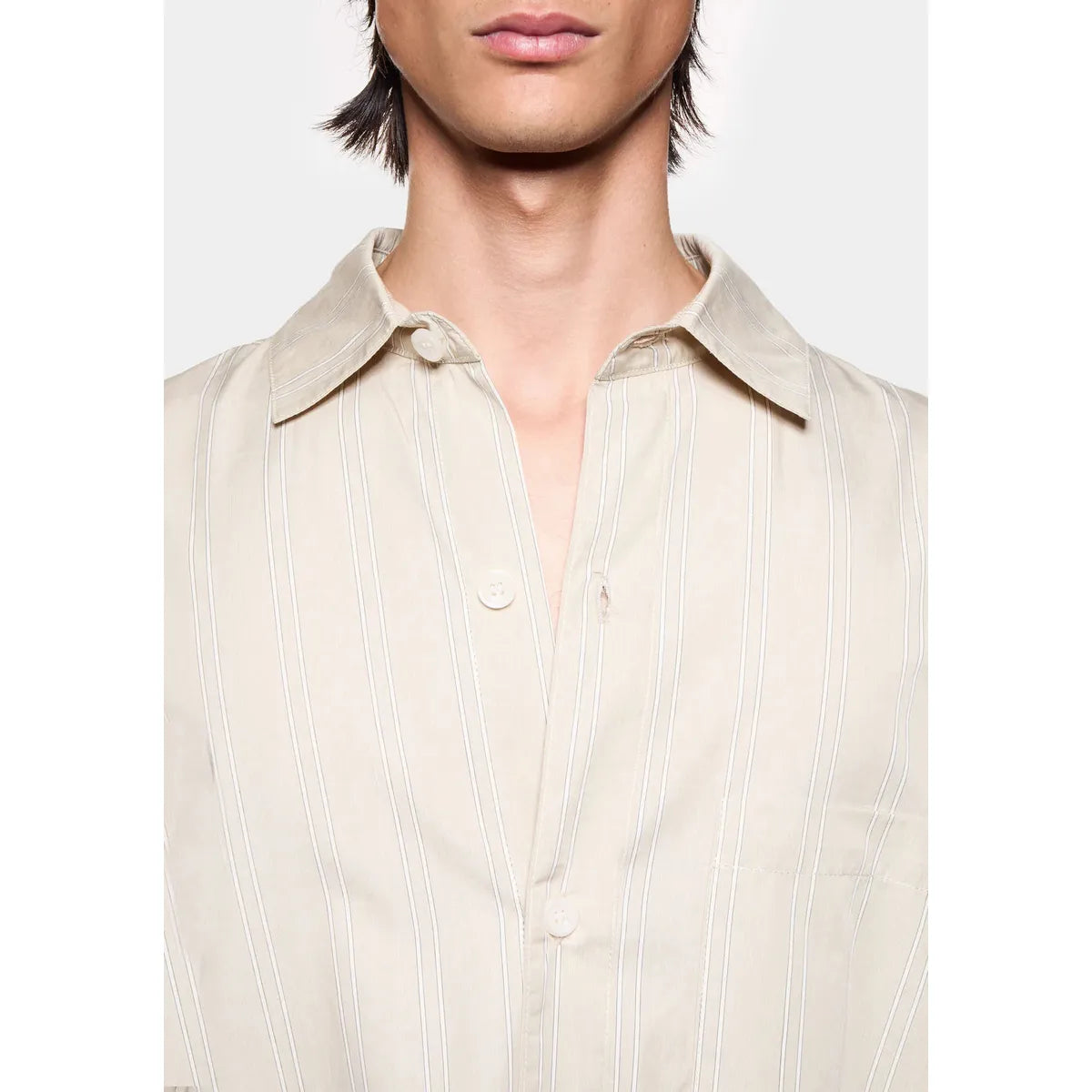 MKI Poplin Stripe Box Dress Shirt in Light Sage