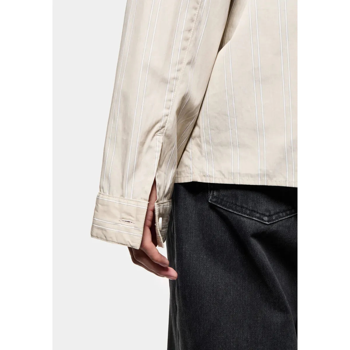 MKI Poplin Stripe Box Dress Shirt in Light Sage