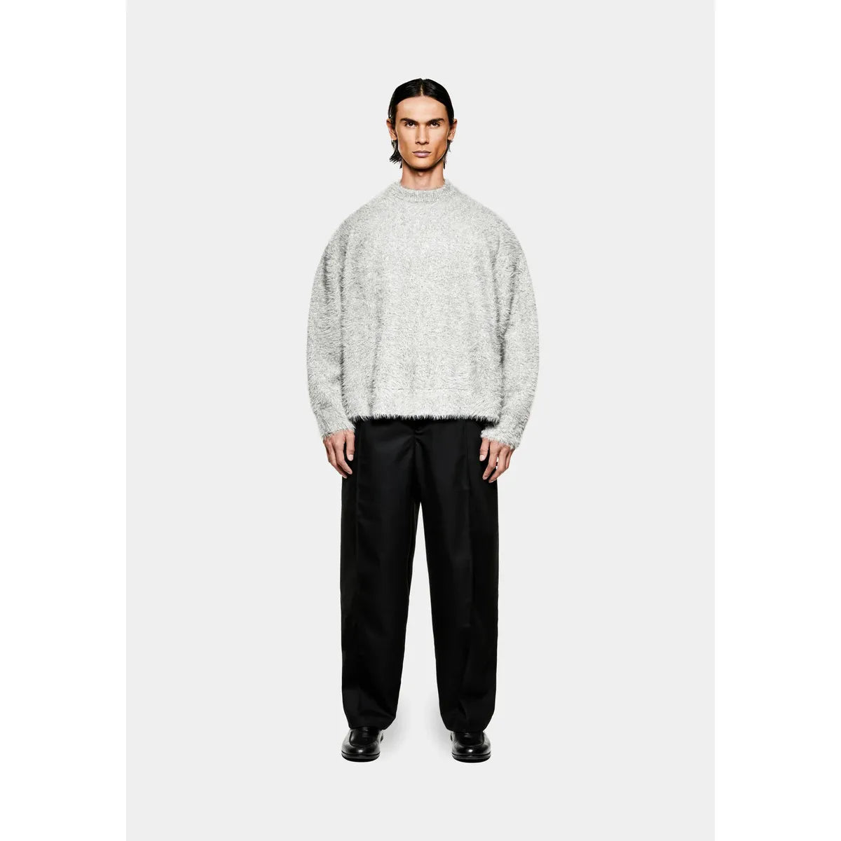 MKI FAUX ALPACA KNIT GREY MELANGE CREWNECK