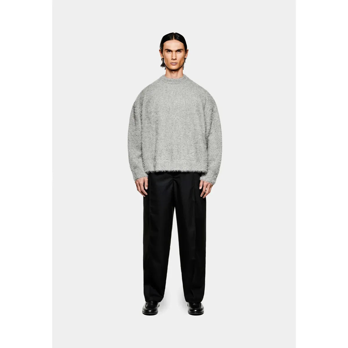 MKI FAUX ALPACA KNIT CHARCOAL MELANGE CREWNECK
