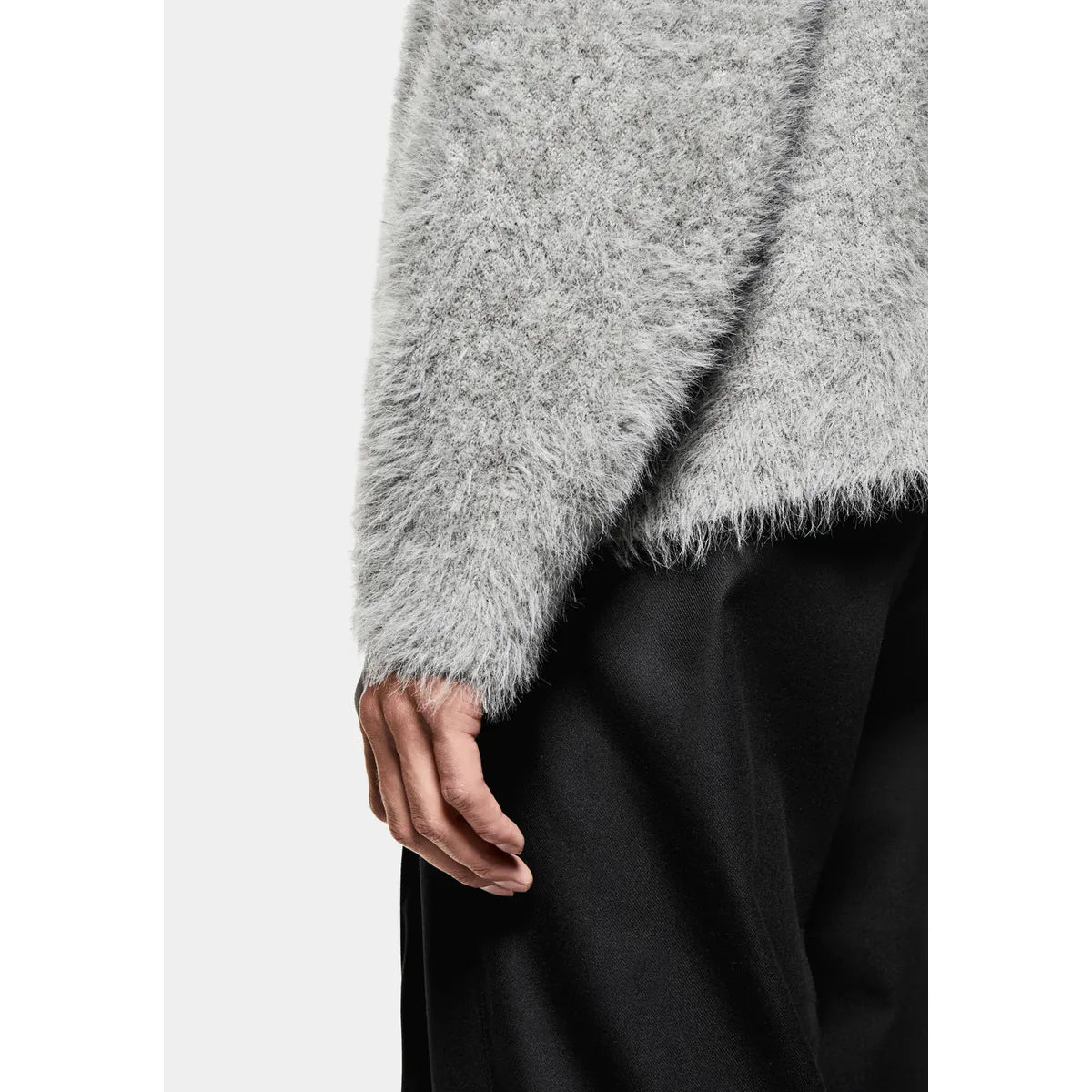 MKI FAUX ALPACA KNIT CHARCOAL MELANGE CREWNECK