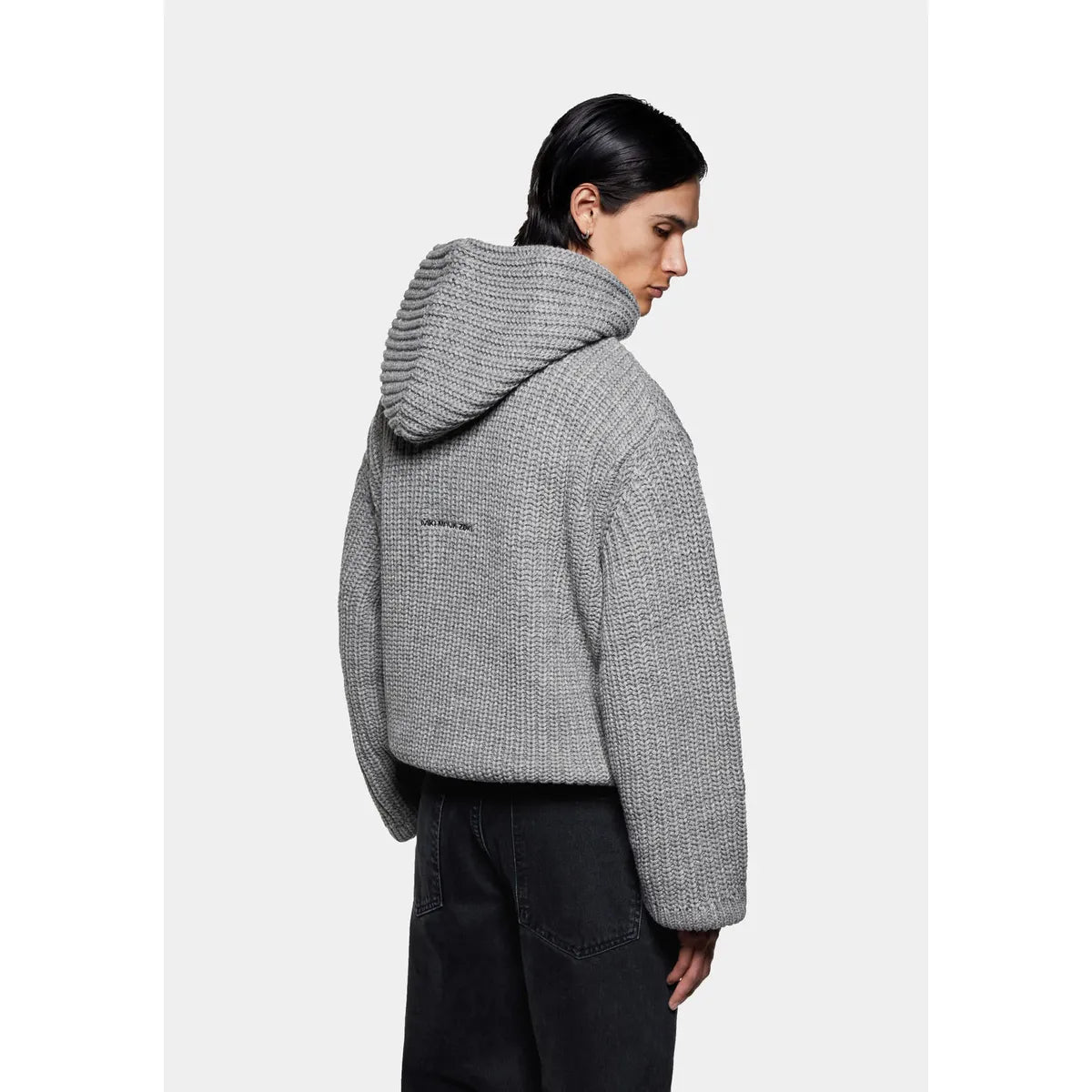 MKI CHUNKY RIB KNIT GREY MELANGE HOODY