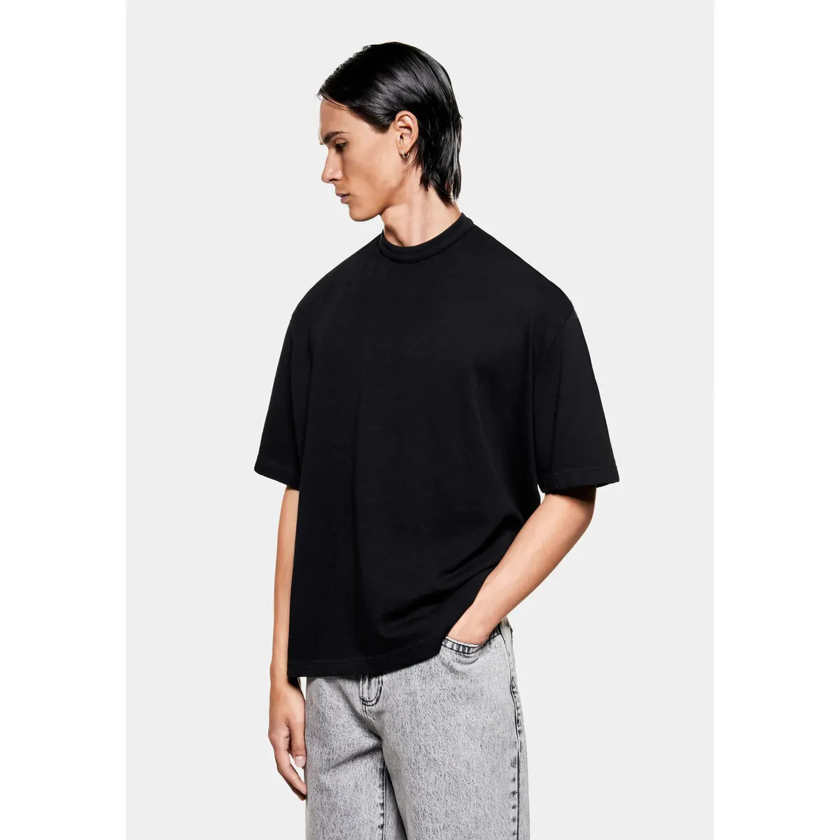 MKI 220 GSM SLUB BLACK T-SHIRT