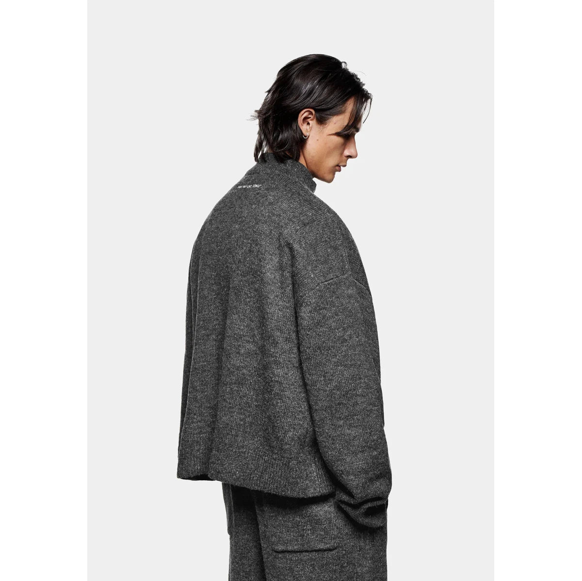MKI MOHAIR BLEND KNIT TRACK JACKET CHARCOAL