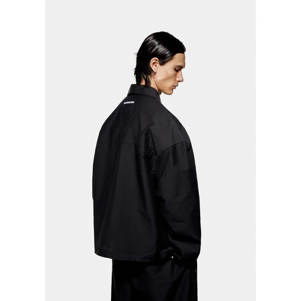 MKI BLACK WASHED COTTON NYLON BOX OVERSHIRT
