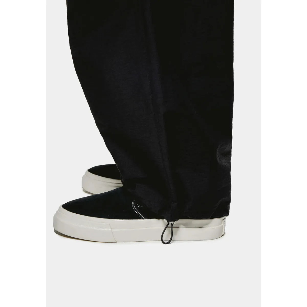 MKI BLACK WASHED COTTON NYLON PARACHUTE PANTS
