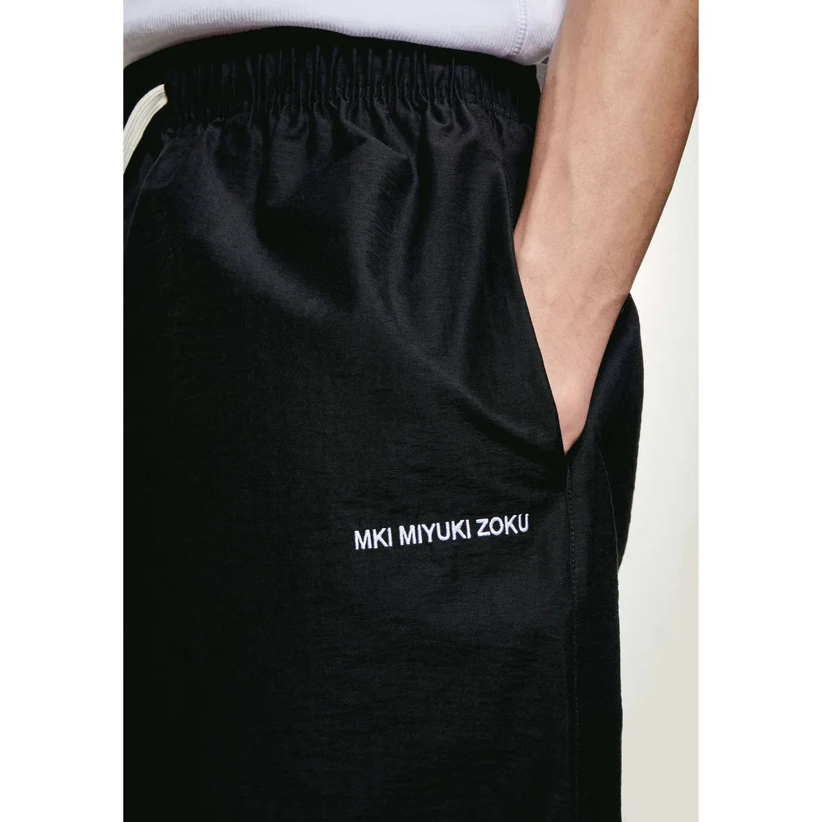 MKI BLACK WASHED COTTON NYLON SHORTS