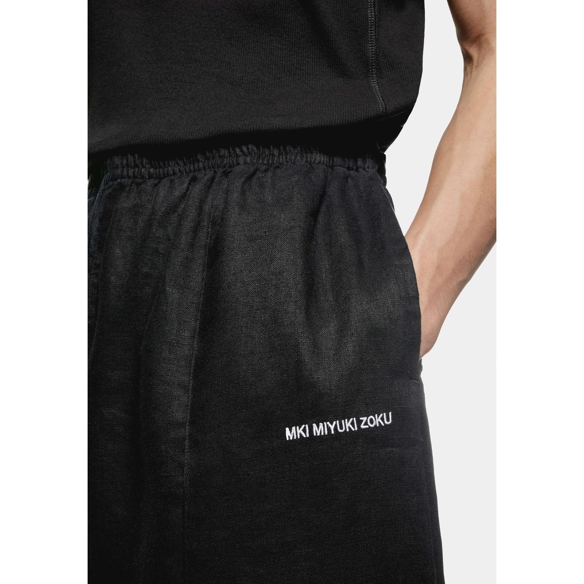 MKI BLACK LINEN WIDE LEG TROUSERS