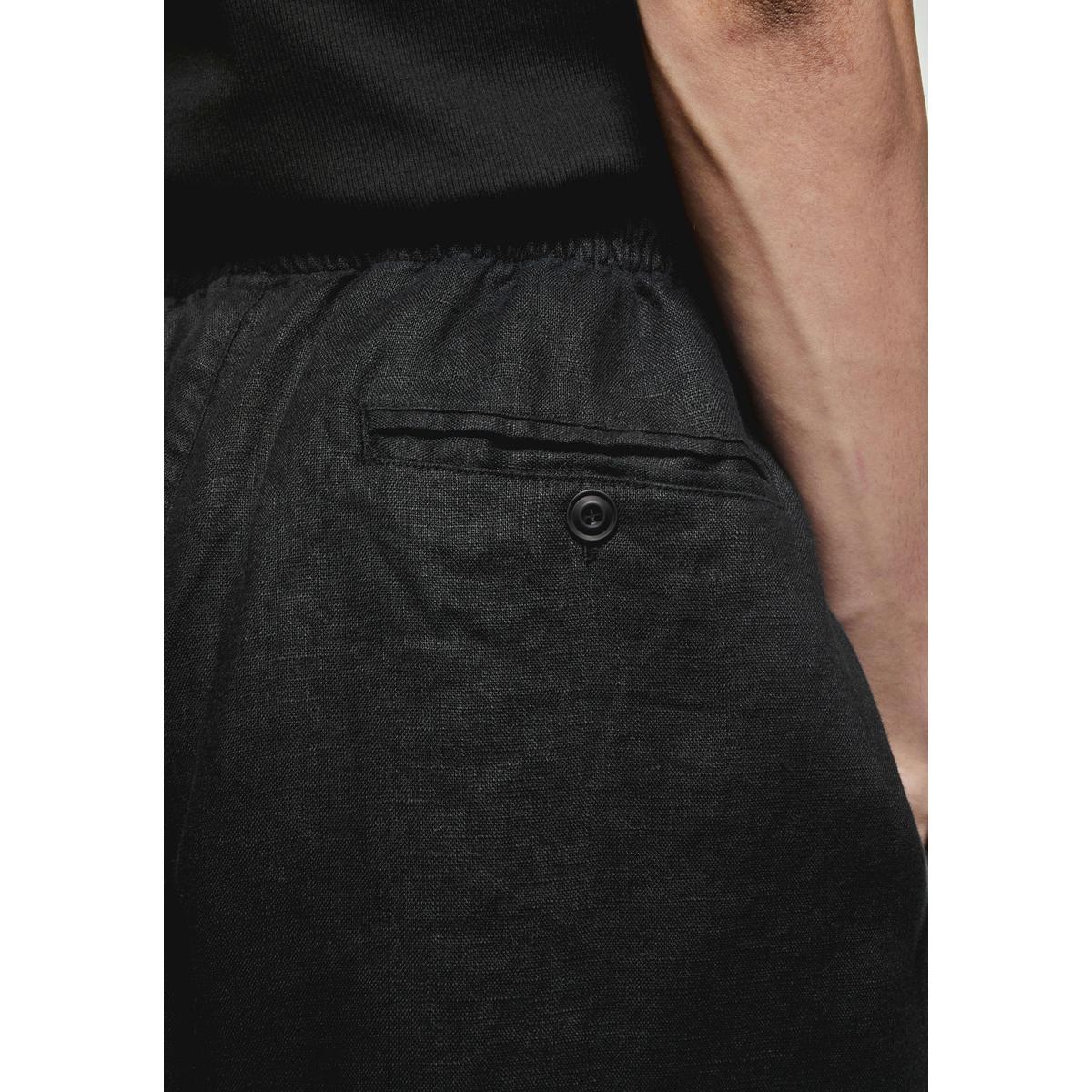 MKI BLACK LINEN WIDE LEG TROUSERS