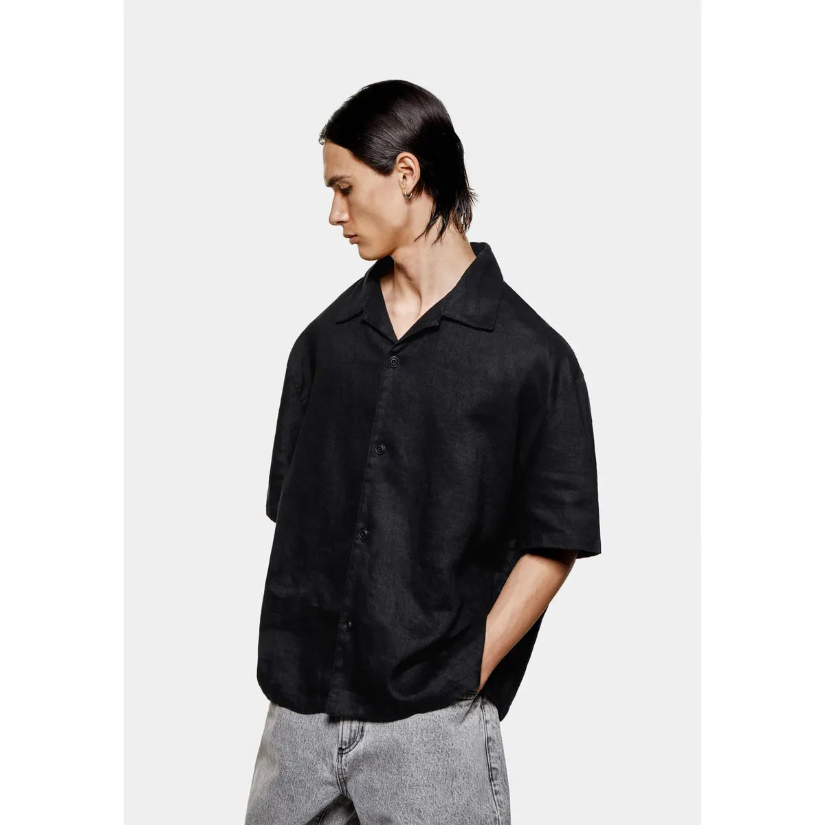 MKI BLACK LINEN VACATION SHIRT