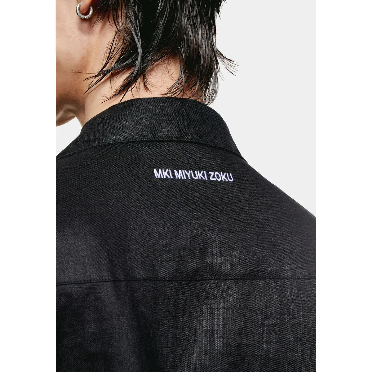 MKI BLACK LINEN BOX DRESS SHIRT