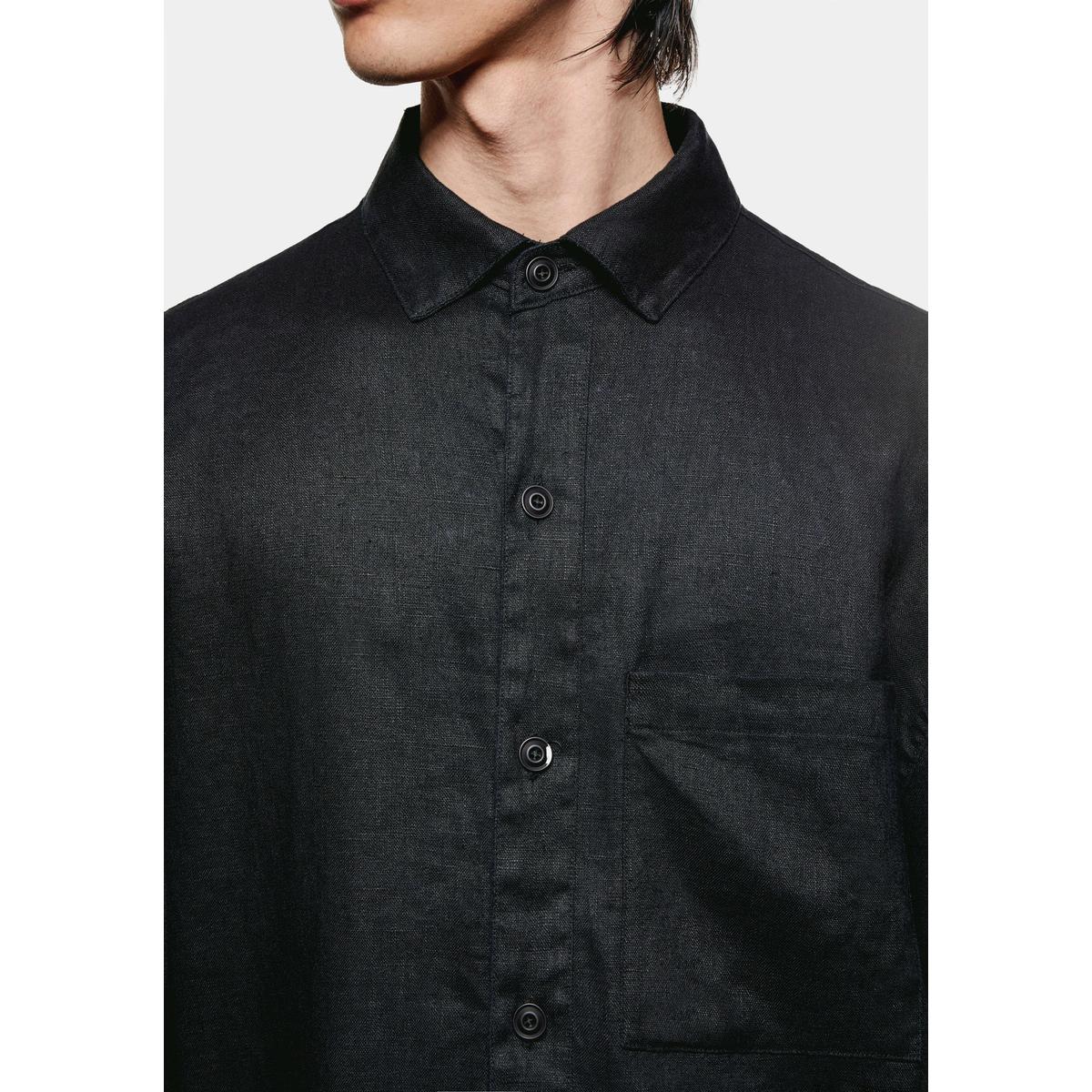 MKI BLACK LINEN BOX DRESS SHIRT