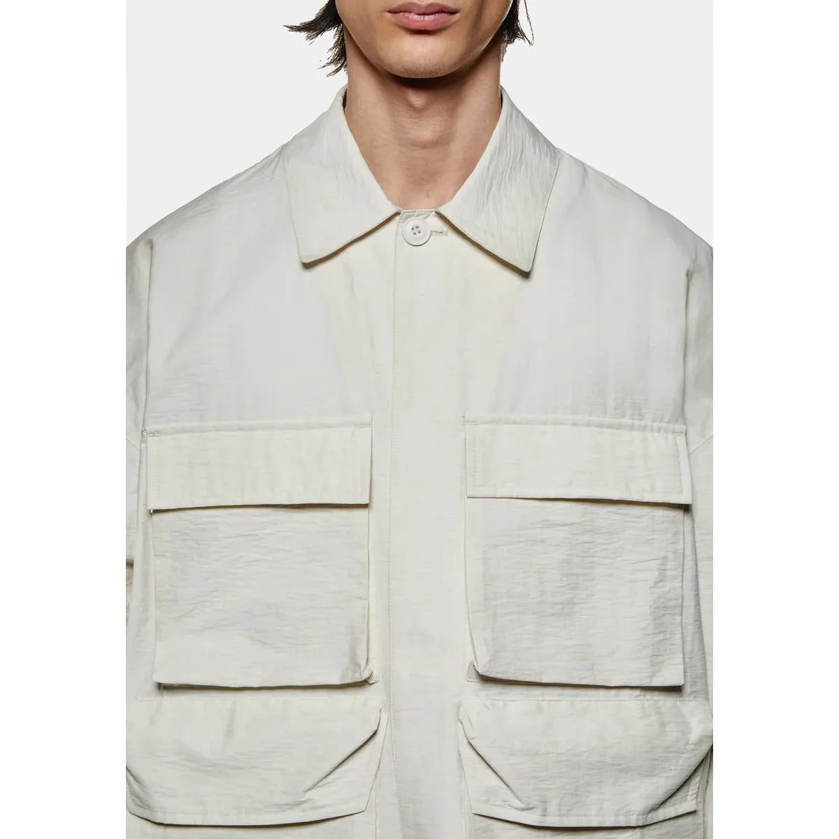 MKI BONE WASHED COTTON NYLON BOX OVERSHIRT
